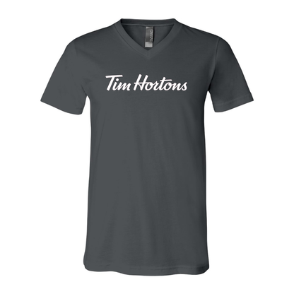 Men's Tim Hortons BELLA  CANVAS  Jersey V-Neck Tee