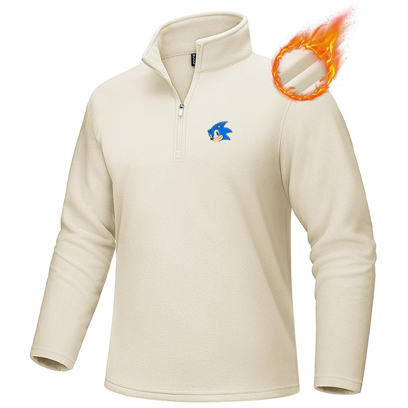 Men's  Sonic the Hedgehog MAGCOMSEN Quarter-Zip Pullover Polar Fleece Sweatshirt Stand Collar Long Sleeve Shirt for Men Thermal Winter Fall