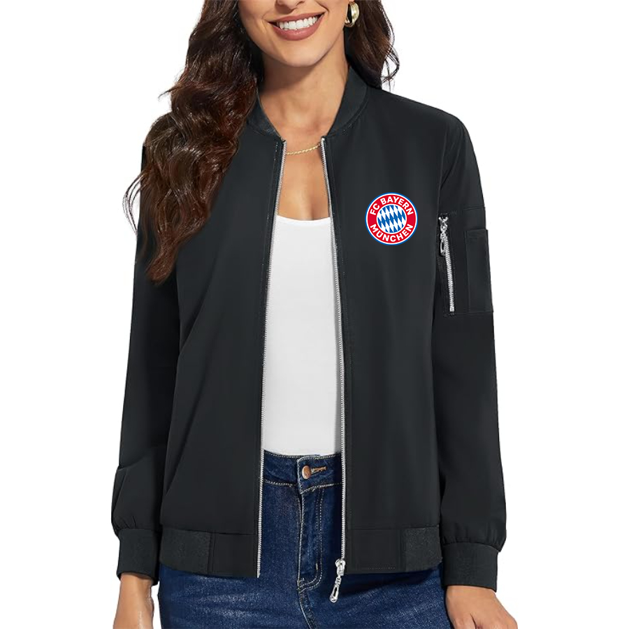 Women's FC Bayern Munich Premium Bomber Jacket with Polished Detailing and Functional Sleeve Pocket Modern Luxury Outerwear