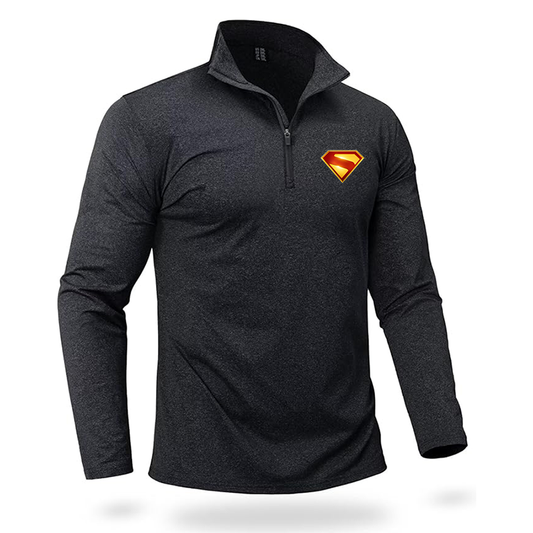 Men's Superman 2025  Quarter Zip Pullover Premium Fleece Lined Heather Long Sleeve Golf Shirts Midweight 1/4 Half Zip Sweatshirts