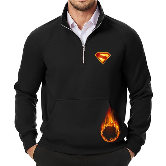 Men's Superman 2025  JMIERR Quarter Zip Pullover Heavy Sweatshirts Warm Fleece Sweatshirt Polo