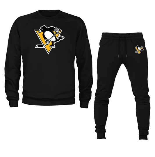 Men's NHL Pittsburgh Penguins Crewneck Sweatshirt Joggers Suit