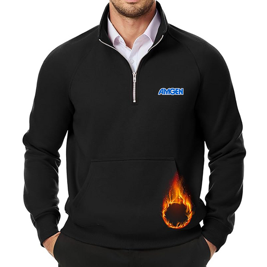 Men's Amgen JMIERR Quarter Zip Pullover Heavy Sweatshirts Warm Fleece Sweatshirt Polo