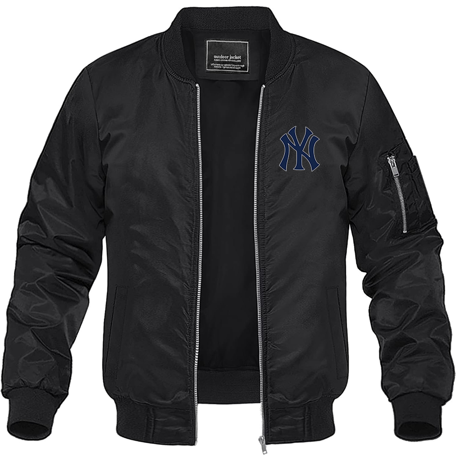 Men's New York NY Yankees Baseball Lightweight Bomber Jacket Windbreaker Softshell Varsity Jacket