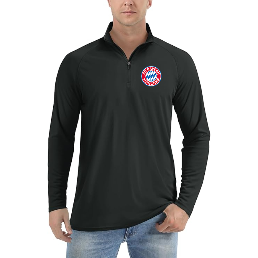 Men's  FC Bayern Munich Lightweight Quarter-Zip Athletic Shirt Long Sleeve Performance Wear