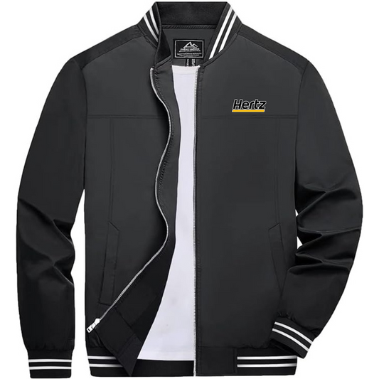 Men's Hertz Lightweight Zip-Up Bomber Jacket with Ribbed Collar and Cuffs Versatile Casual Outerwear