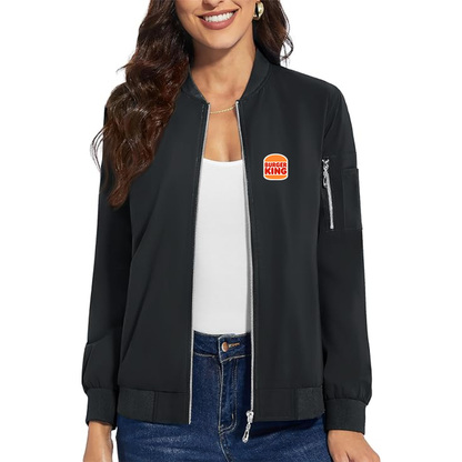 Women's Burger King Premium Bomber Jacket with Polished Detailing and Functional Sleeve Pocket Modern Luxury Outerwear