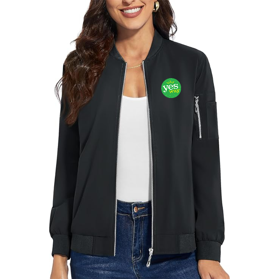 Women's Yes Way  Premium Bomber Jacket with Polished Detailing and Functional Sleeve Pocket Modern Luxury Outerwear