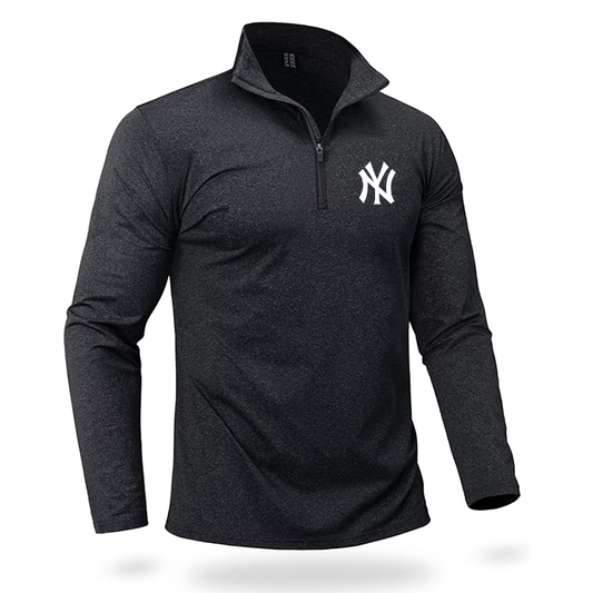 Men's New York NY Yankees Quarter Zip Pullover Premium Fleece Lined Heather Long Sleeve Golf Shirts Midweight 1/4 Half Zip Sweatshirts