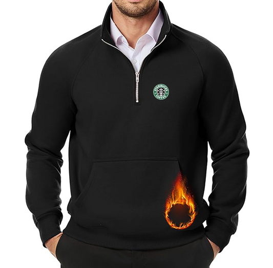 Men's  Starbucks Coffee  JMIERR Quarter Zip Pullover Heavy Sweatshirts Warm Fleece Sweatshirt Polo