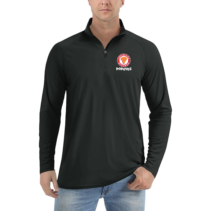 Men's Popeyes Louisiana Kitchen  Lightweight Quarter-Zip Athletic Shirt Long Sleeve Performance Wear