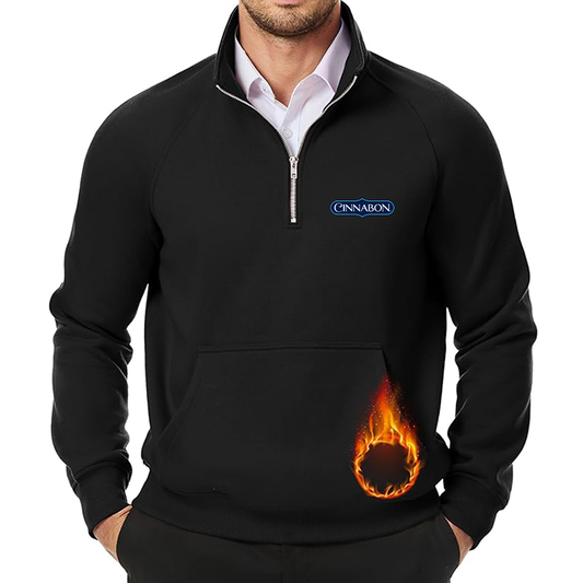 Men's Cinnabon JMIERR Quarter Zip Pullover Heavy Sweatshirts Warm Fleece Sweatshirt Polo