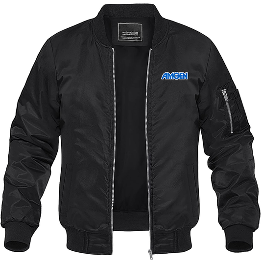 Men's Amgen Lightweight Bomber Jacket Windbreaker Softshell Varsity Jacket