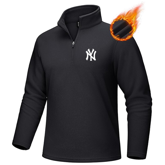 Men's New York NY Yankees  MAGCOMSEN Quarter-Zip Pullover Polar Fleece Sweatshirt Stand Collar Long Sleeve Shirt for Men Thermal Winter Fall