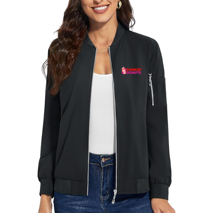 Women's Dunkin Donuts Premium Bomber Jacket with Polished Detailing and Functional Sleeve Pocket Modern Luxury Outerwear