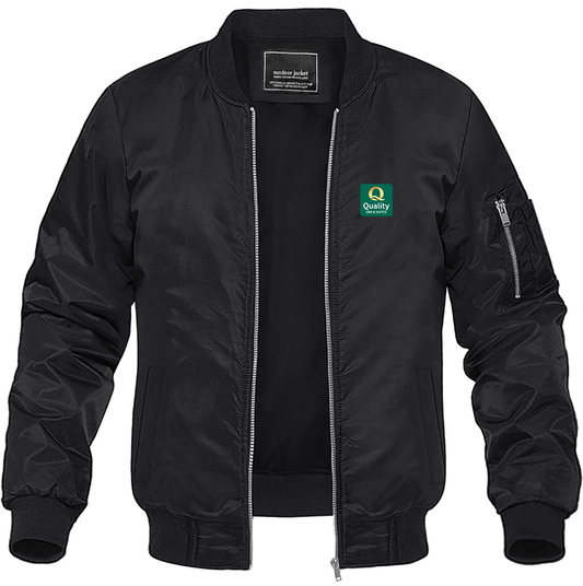 Men's Quality Inn & Suites Lightweight Bomber Jacket Windbreaker Softshell Varsity Jacket