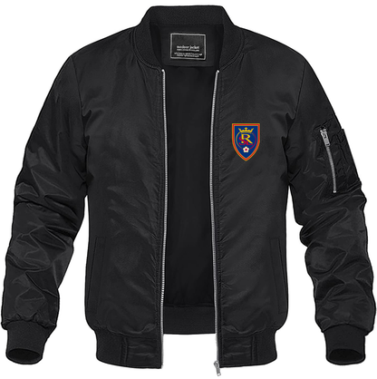 Men's Real Salt Lake Soccer Lightweight Bomber Jacket Windbreaker Softshell Varsity Jacket