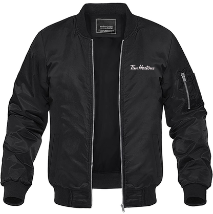 Men's Tim Hortons  Lightweight Bomber Jacket Windbreaker Softshell Varsity Jacket