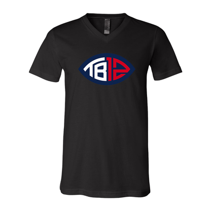 Men's Tom Brady 12 BELLA  CANVAS  Jersey V-Neck Tee