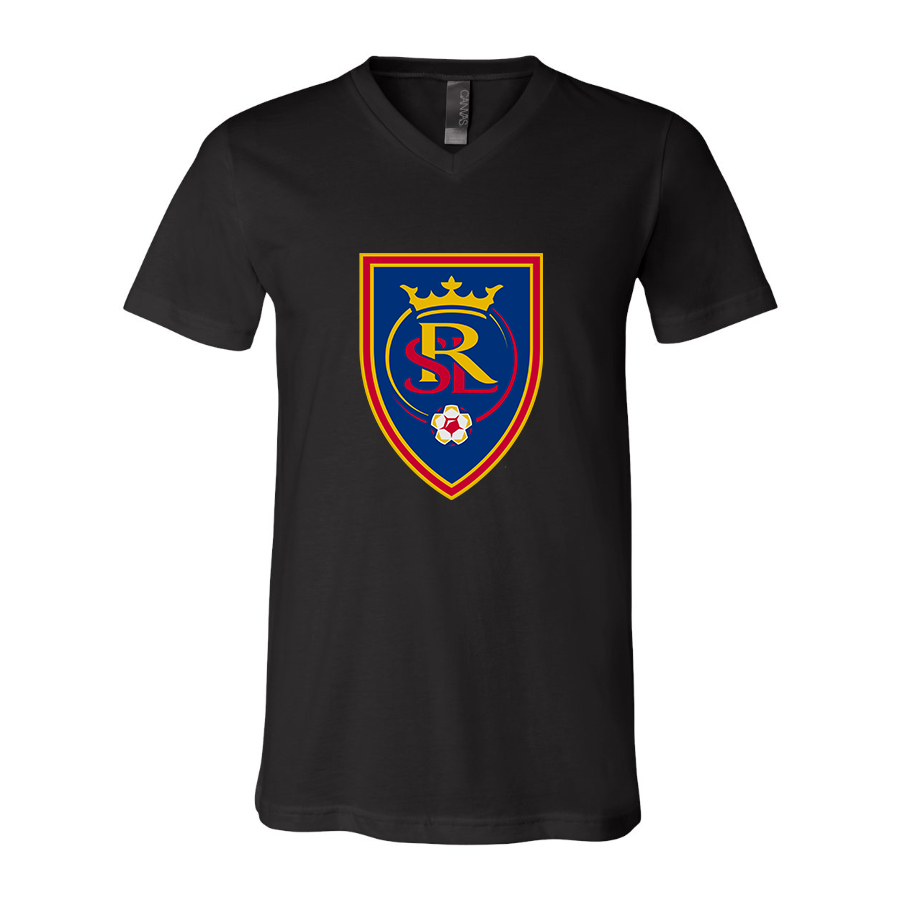 Men's Real Salt Lake Soccer BELLA  CANVAS  Jersey V-Neck Tee