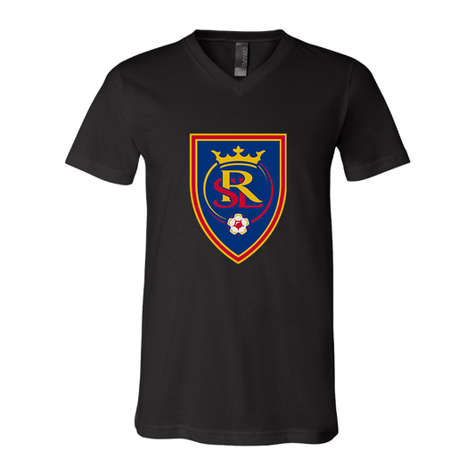 Men's Real Salt Lake Soccer BELLA  CANVAS  Jersey V-Neck Tee