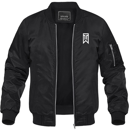 Men's Tiger Woods Lightweight Bomber Jacket Windbreaker Softshell Varsity Jacket