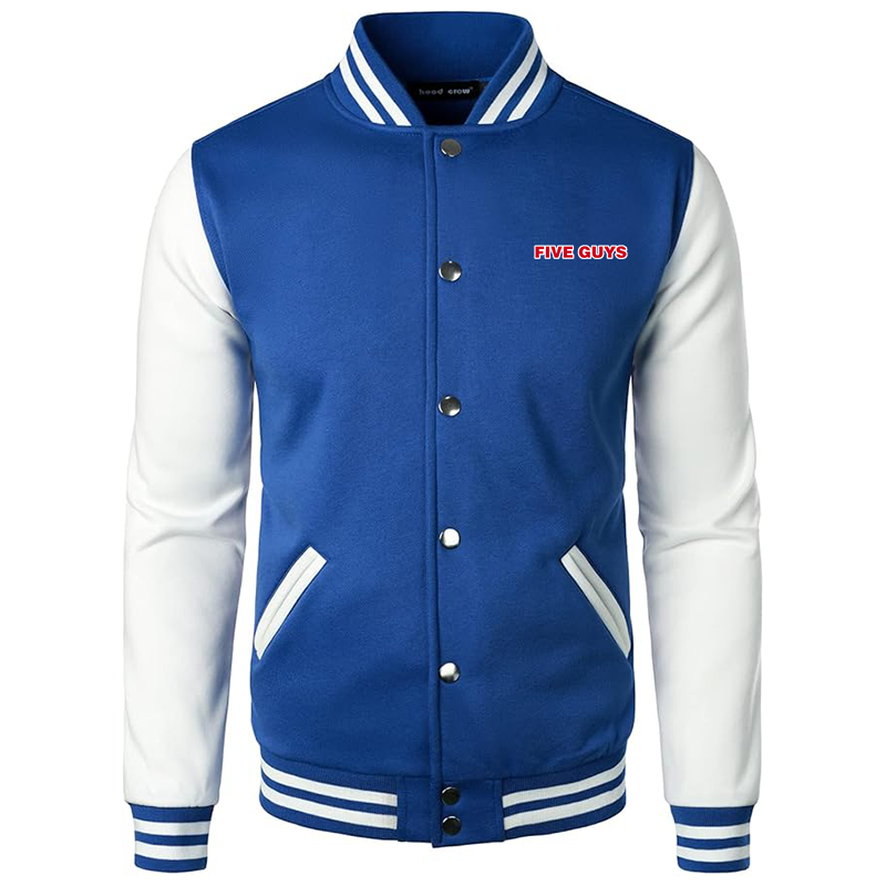 Men’s Five Guys Varsity Baseball Jacket Cotton Blend Letterman Jackets