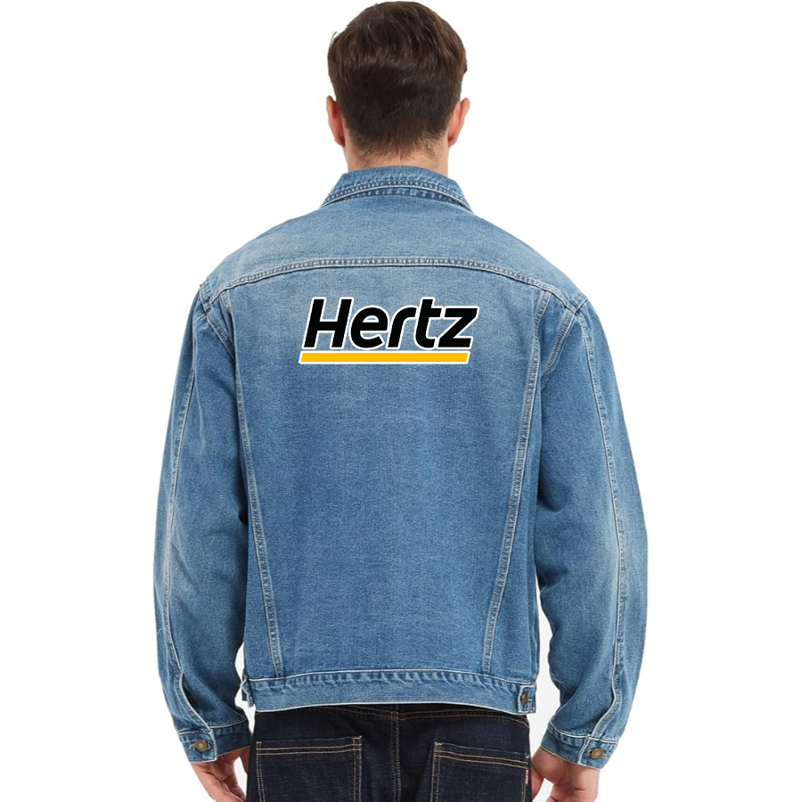 Men's Hertz Vintage Distressed Denim Jacket  Stylish Casual Jean Outerwear