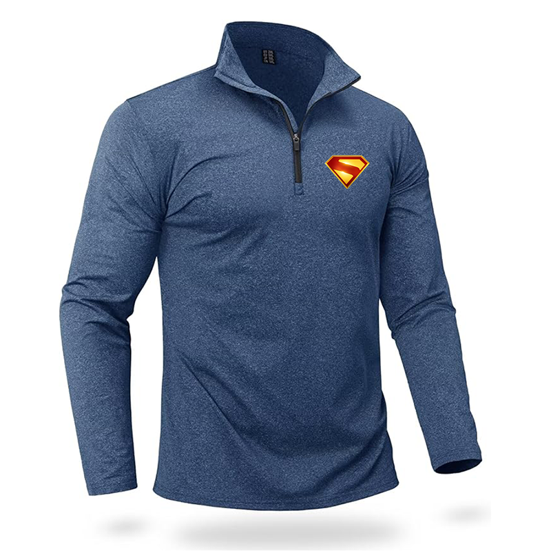 Men's Superman 2025  Quarter Zip Pullover Premium Fleece Lined Heather Long Sleeve Golf Shirts Midweight 1/4 Half Zip Sweatshirts