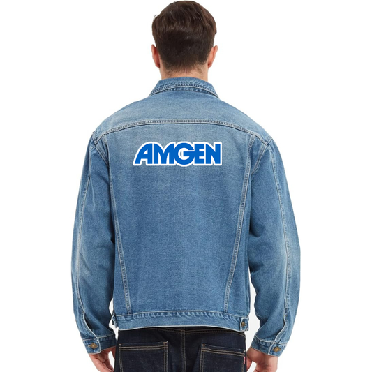 Men's Amgen Vintage Distressed Denim Jacket  Stylish Casual Jean Outerwear