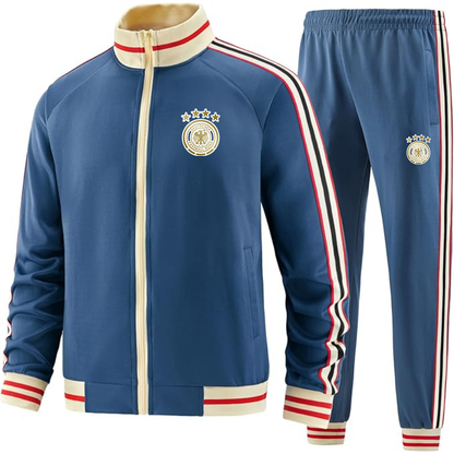 Men's Germany soccer Two-Piece Designer Tracksuit with Bold Striped Accents and Zippered Front Elevated Athletic Wear