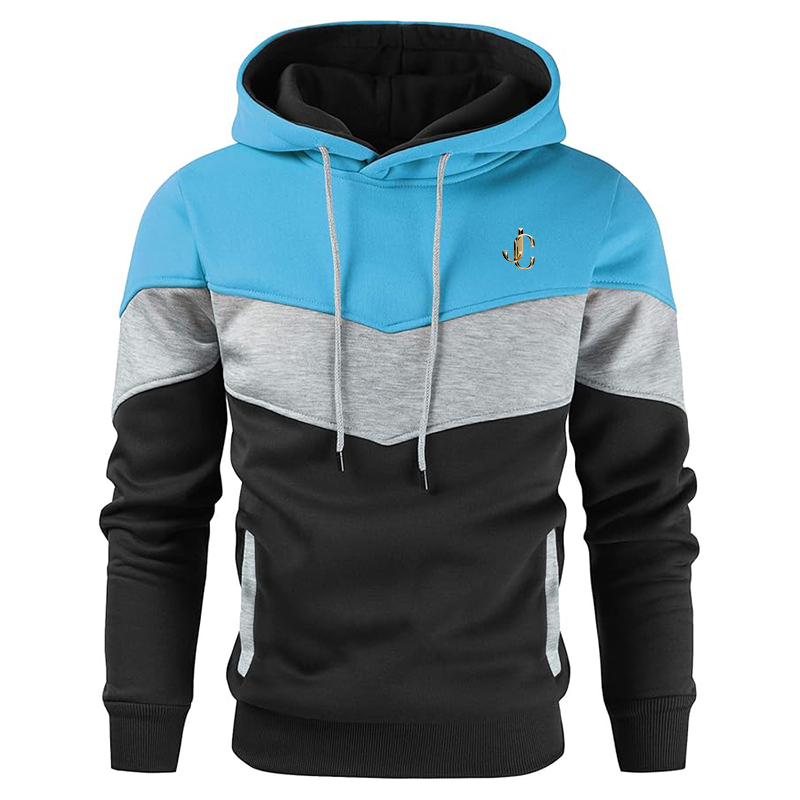 Men's  Jimmy Choo  Gesean Novelty Color Block Pullover Fleece Hoodie Long Sleeve Casual Sweatshirt with Pocket
