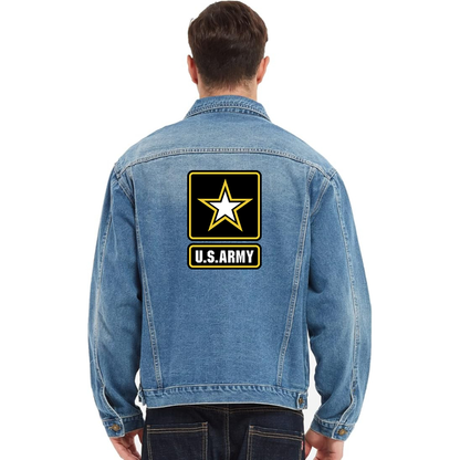 Men's  U.S. ARMY Vintage Distressed Denim Jacket Stylish Casual Jean Outerwear