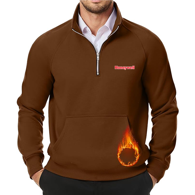 Men's Honeywell  JMIERR Quarter Zip Pullover Heavy Sweatshirts Warm Fleece Sweatshirt Polo