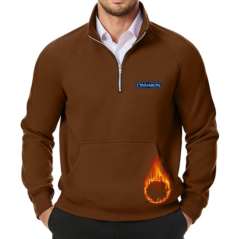Men's Cinnabon JMIERR Quarter Zip Pullover Heavy Sweatshirts Warm Fleece Sweatshirt Polo