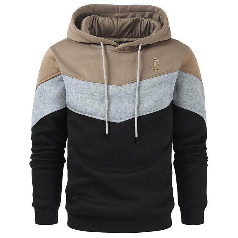 Men's  Jimmy Choo  Gesean Novelty Color Block Pullover Fleece Hoodie Long Sleeve Casual Sweatshirt with Pocket