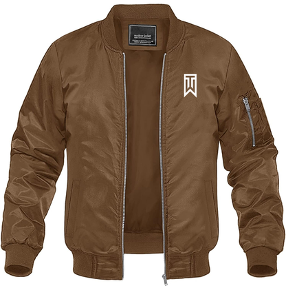 Men's Tiger Woods Lightweight Bomber Jacket Windbreaker Softshell Varsity Jacket