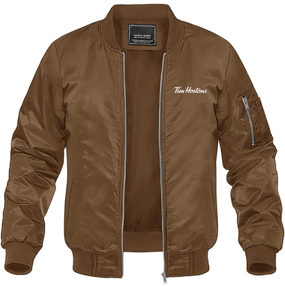 Men's Tim Hortons  Lightweight Bomber Jacket Windbreaker Softshell Varsity Jacket