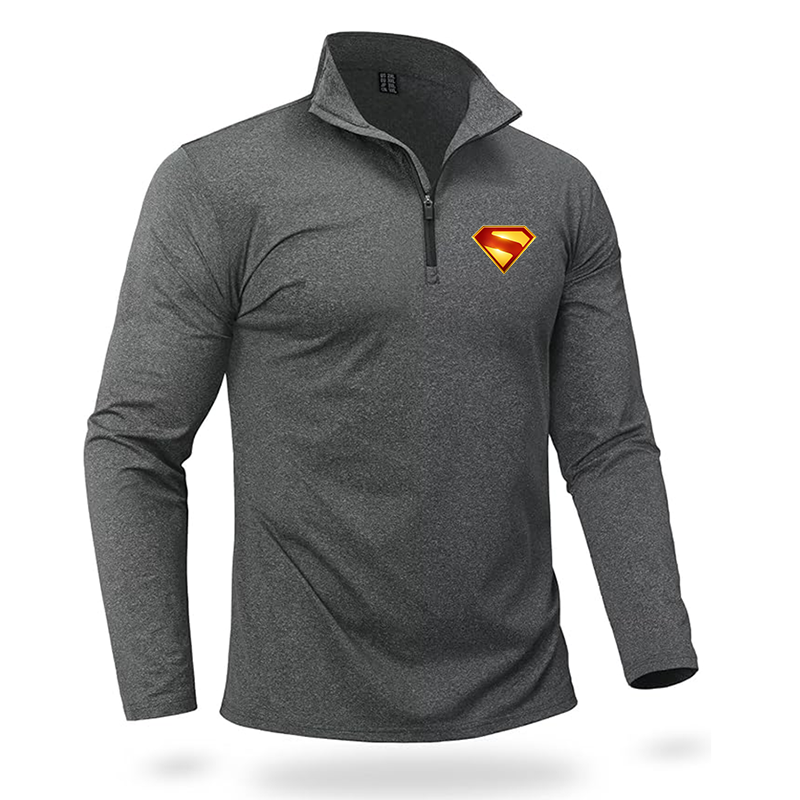 Men's Superman 2025  Quarter Zip Pullover Premium Fleece Lined Heather Long Sleeve Golf Shirts Midweight 1/4 Half Zip Sweatshirts