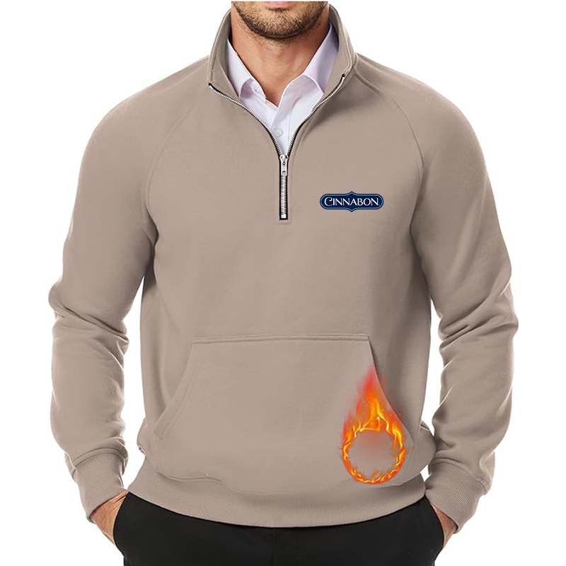 Men's Cinnabon JMIERR Quarter Zip Pullover Heavy Sweatshirts Warm Fleece Sweatshirt Polo