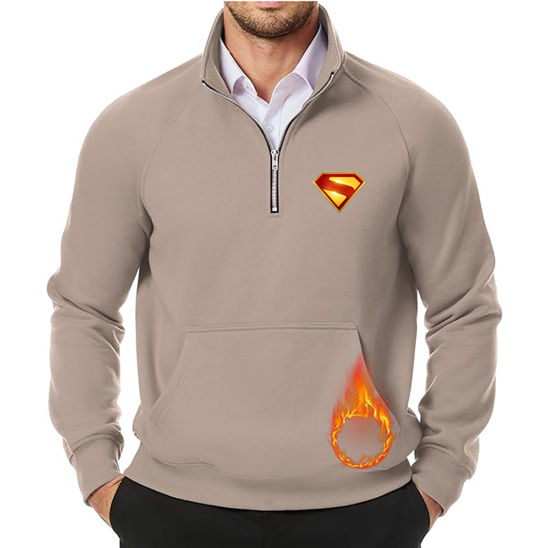 Men's Superman 2025  JMIERR Quarter Zip Pullover Heavy Sweatshirts Warm Fleece Sweatshirt Polo