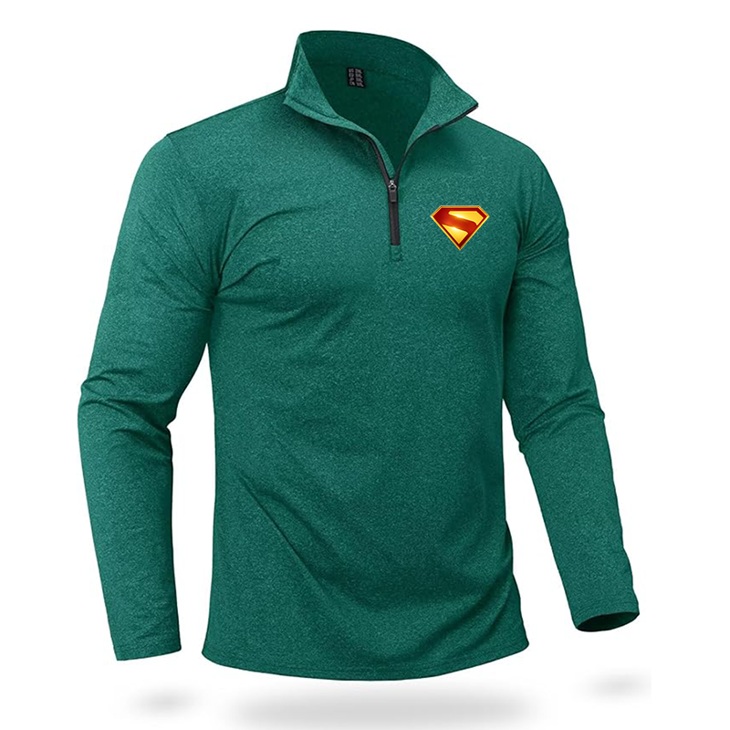 Men's Superman 2025  Quarter Zip Pullover Premium Fleece Lined Heather Long Sleeve Golf Shirts Midweight 1/4 Half Zip Sweatshirts