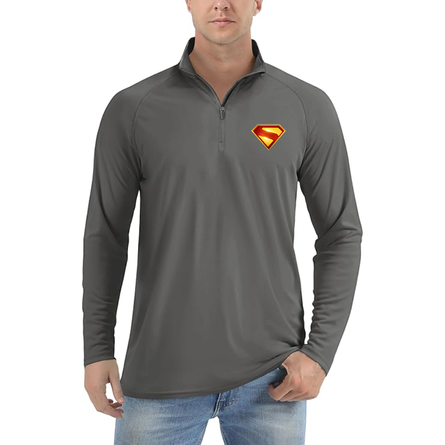 Men's Superman 2025 Lightweight Quarter-Zip Athletic Shirt Long Sleeve Performance Wear