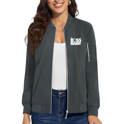 Women's Boss Baby  Premium Bomber Jacket with Polished Detailing and Functional Sleeve Pocket Modern Luxury Outerwear