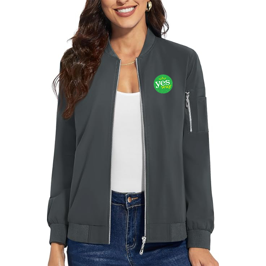 Women's Yes Way  Premium Bomber Jacket with Polished Detailing and Functional Sleeve Pocket Modern Luxury Outerwear