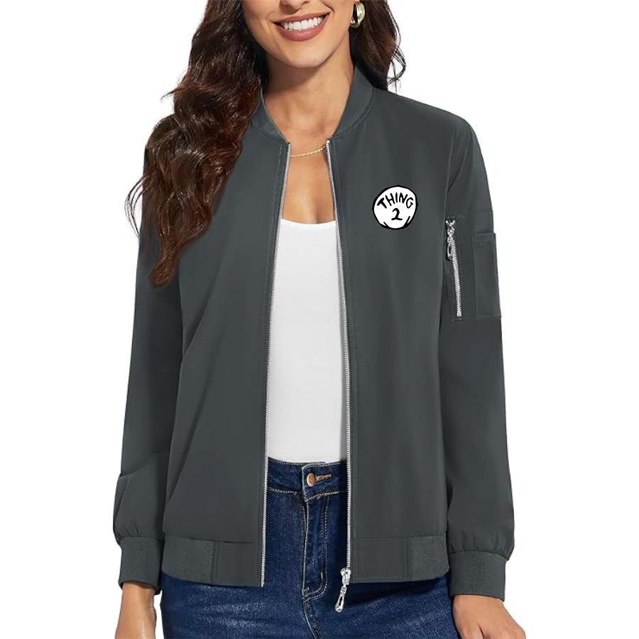 Women's Dr. Suess Thing 2 Premium Bomber Jacket with Polished Detailing and Functional Sleeve Pocket Modern Luxury Outerwear