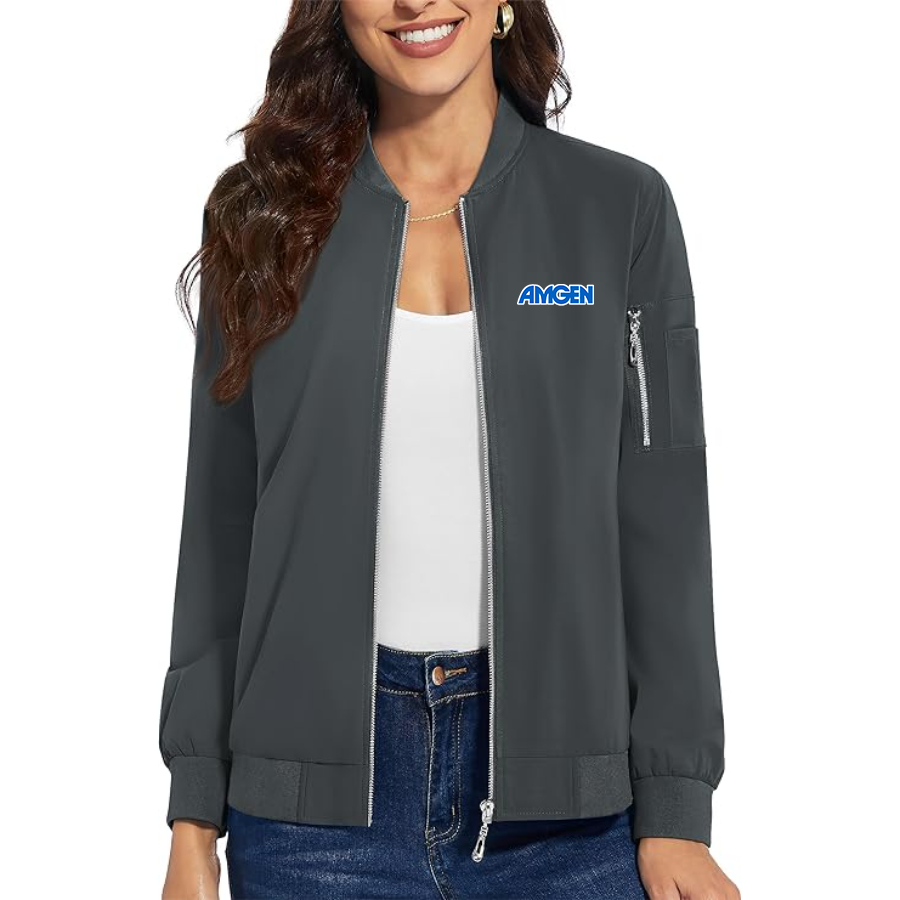 Women's Amgen Premium Bomber Jacket with Polished Detailing and Functional Sleeve Pocket Modern Luxury Outerwear
