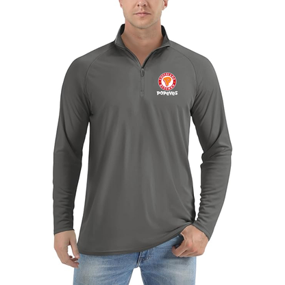 Men's Popeyes Louisiana Kitchen  Lightweight Quarter-Zip Athletic Shirt Long Sleeve Performance Wear