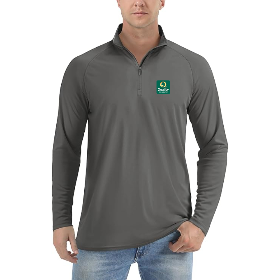 Men's Quality Inn & Suites Lightweight Quarter-Zip Athletic Shirt Long Sleeve Performance Wear