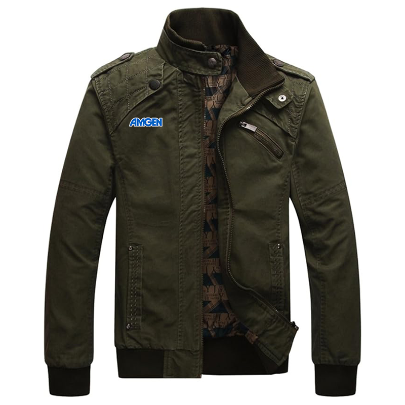Men's Amgen  Dwar Casual Washed Cotton Military Outdoor Jackets with Shoulder Straps